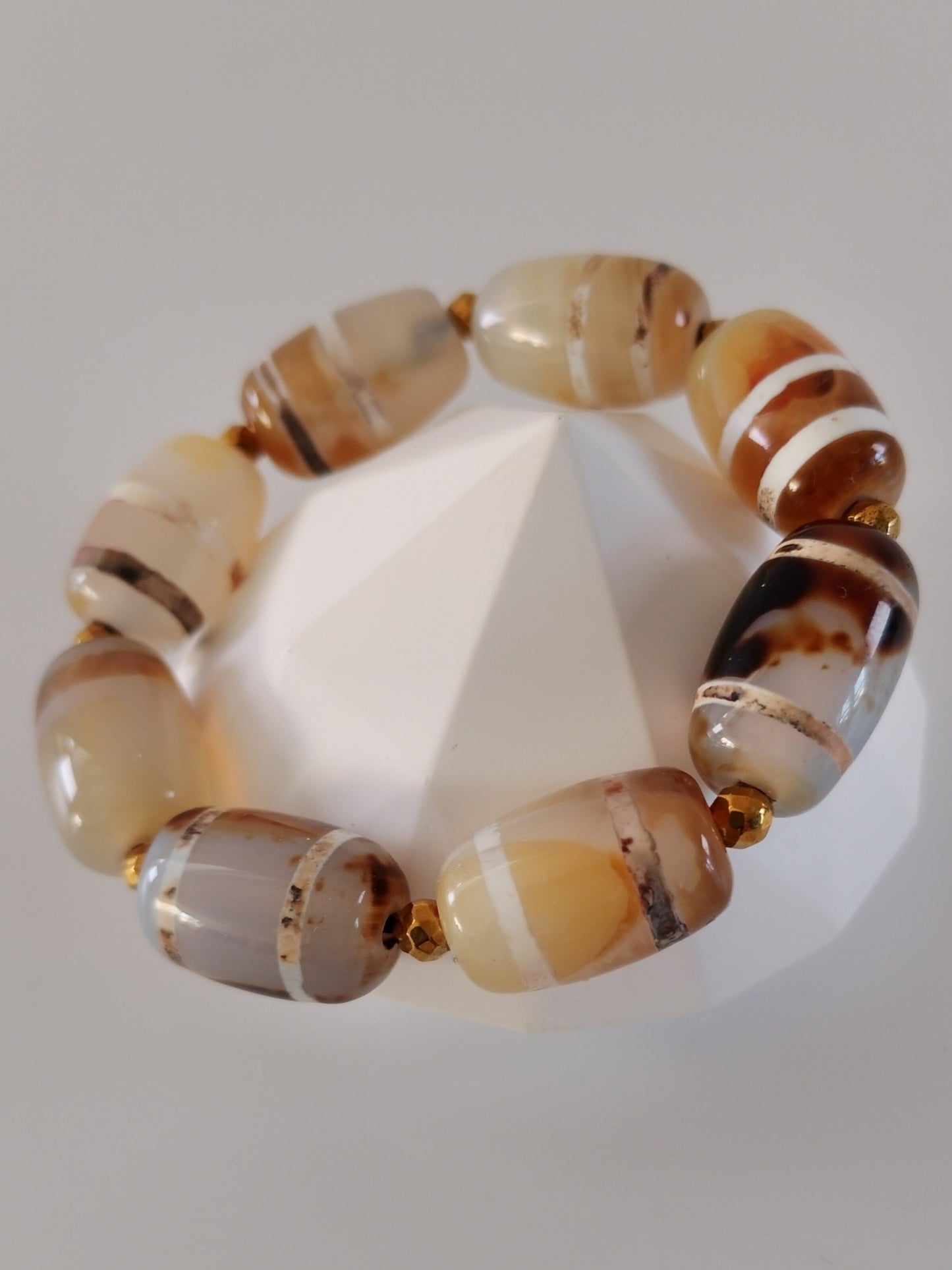 Halvædelstens perle armbånd