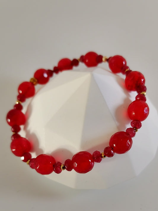 Halvædelstens perle armbånd