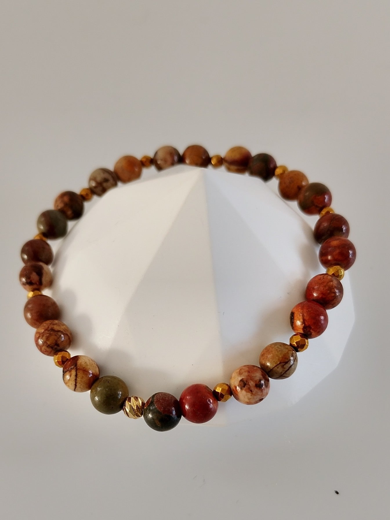 Halvædelstens perle armbånd