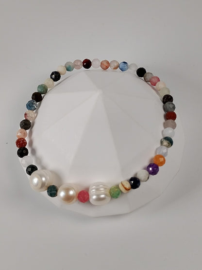 Halvædelstens perle armbånd